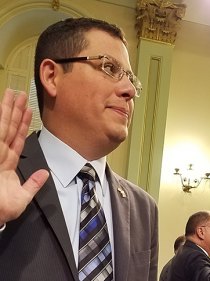 Rudy Salas being sworn in on Dec. 5 in Sacramento